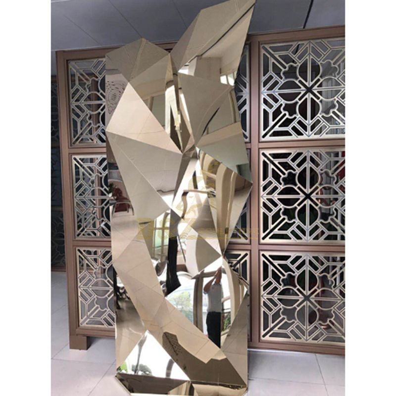 Modern Stainless Steel Mirror Polished Cube Sculpture