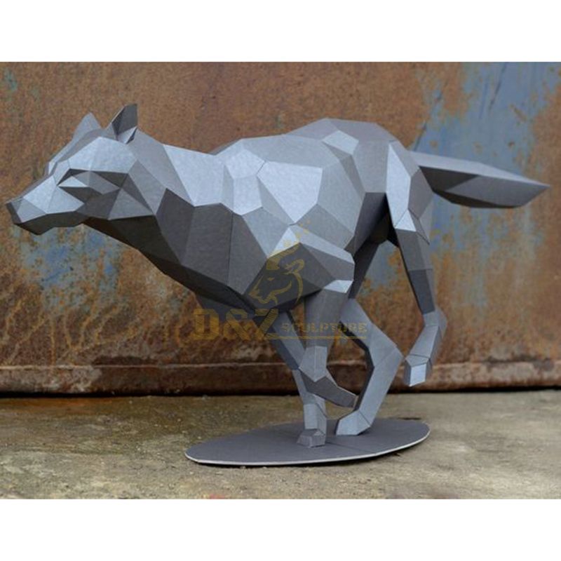 Contemporary Art Abstract Metal Stainless Steel Wolf Sculpture