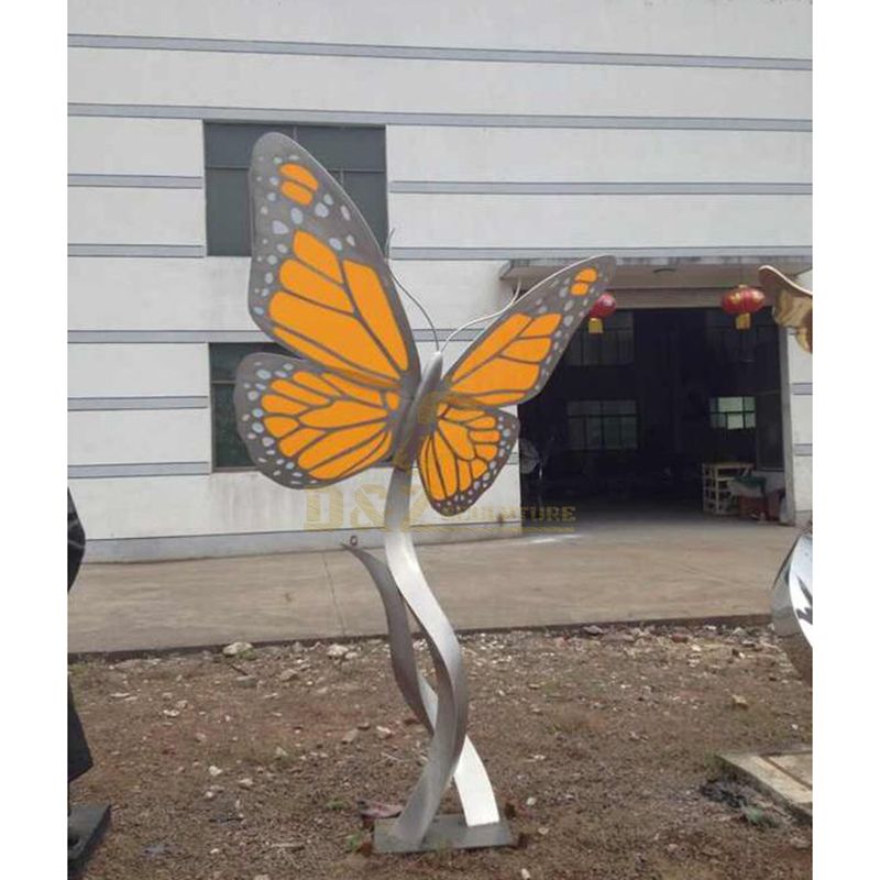 Garden Metal Outdoor Animal Statue Stainless Steel Butterfly Sculpture