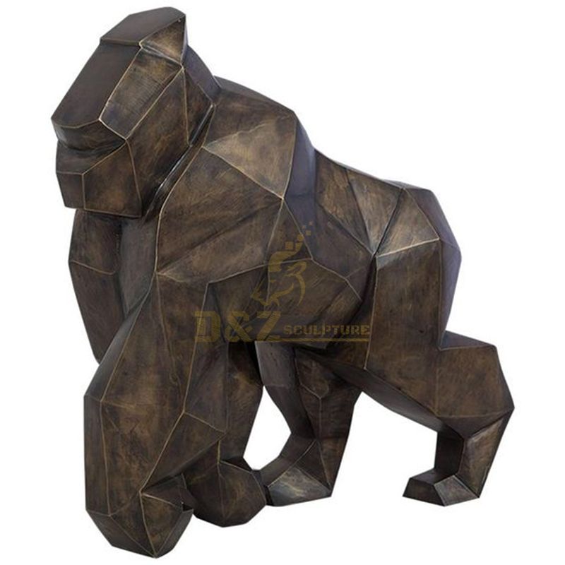 Outdoor Morden Large Stainless Steel King Kong Sculpture Geometric Gorilla Statue