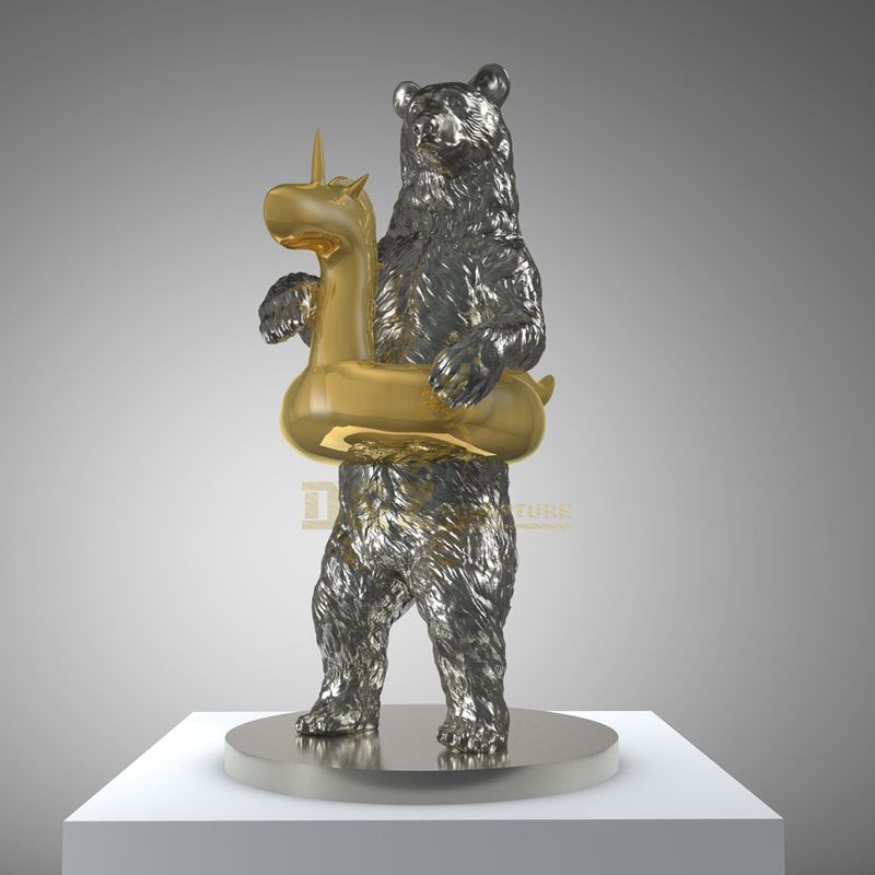 Outdoor Garden Decoration Abstract Stainless Steel Bear Sculpture