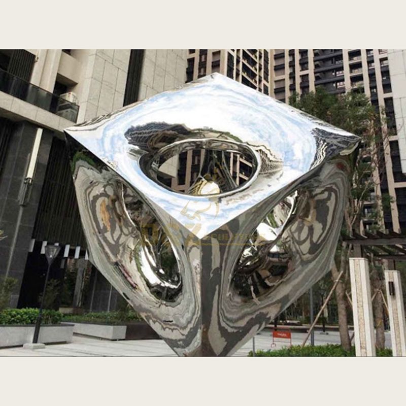 Outdoor Square Mirror Polished Large Stainless Steel Sculpture