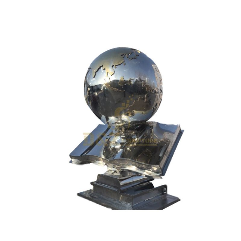 Custom Outdoor Decorative Metal Book And Globe Sculpture