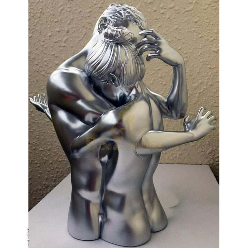 Life Size Famous Stainless Steel Kiss Couple Love Sculpture