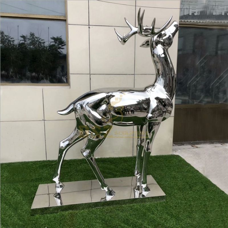 Custom Modern Stainless Steel Animal Deer Statue Metal Sculpture