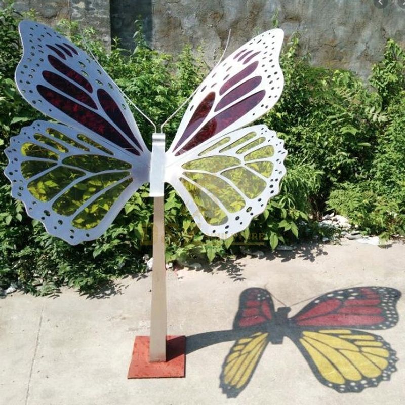 Garden metal outdoor animal statue stainless steel butterfly sculpture