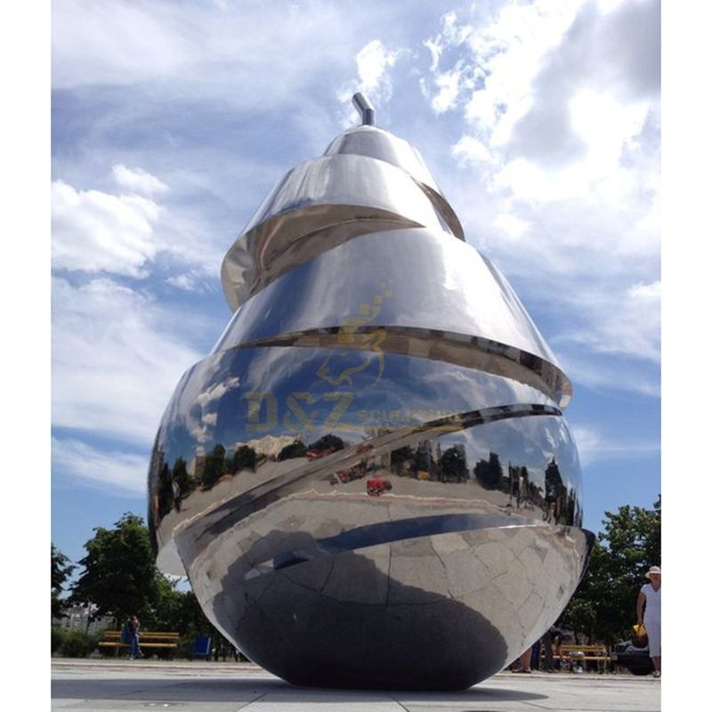 Garden Pear Shape Polishing Stainless Steel Mirror Sculpture