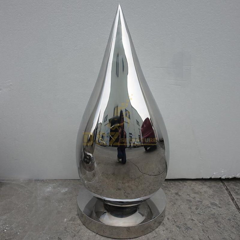 High Quality Glossy Finish Modern Stainless Steel Water Drop Sculpture