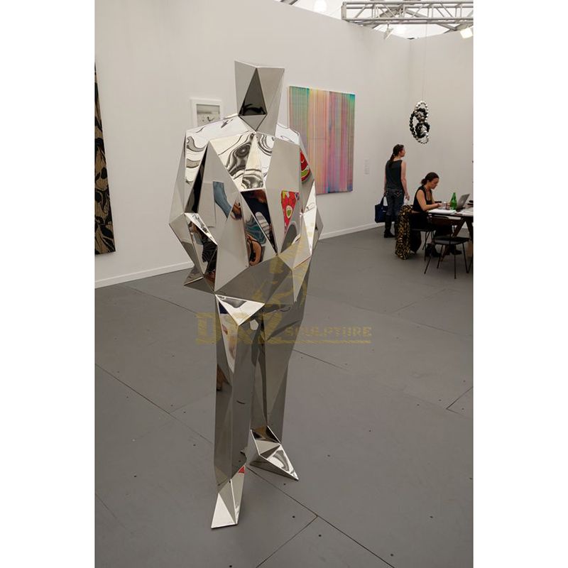 Custom Made Mirrored Finished Stainless Steel Figure Sculpture