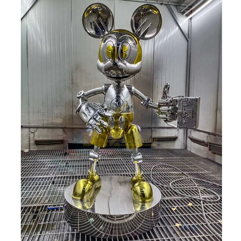 Modern Stainless Steel Art Mickey Mouse Sculpture