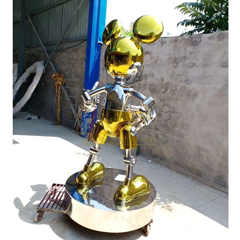 Modern Stainless Steel Art Mickey Mouse Sculpture