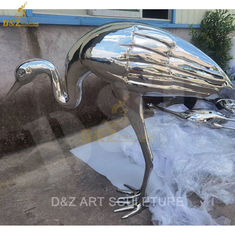 Garden Decoration Ornamental Metal Stainless Steel Crane Sculpture