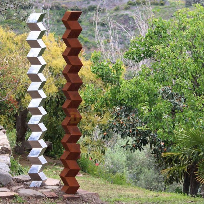 Stainless Steel Corten Steel Geometric Sculpture