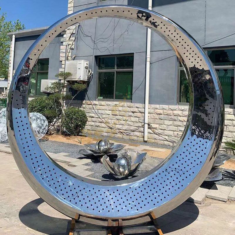 Modern Outdoor Garden Stainless Steel Abstract Circle Sculpture