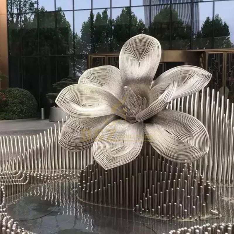 Modern Outdoor Garden Stainless Steel Flower Sculpture