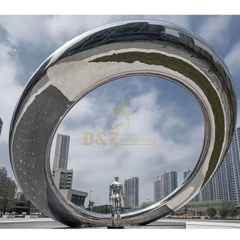 Outdoor Modern Art Metal Abstract Mirror Polished Stainless Steel Garden Sculpture