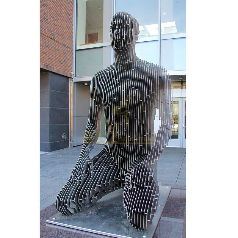 Large Modern Metal Stainless Steel Man Sculpture