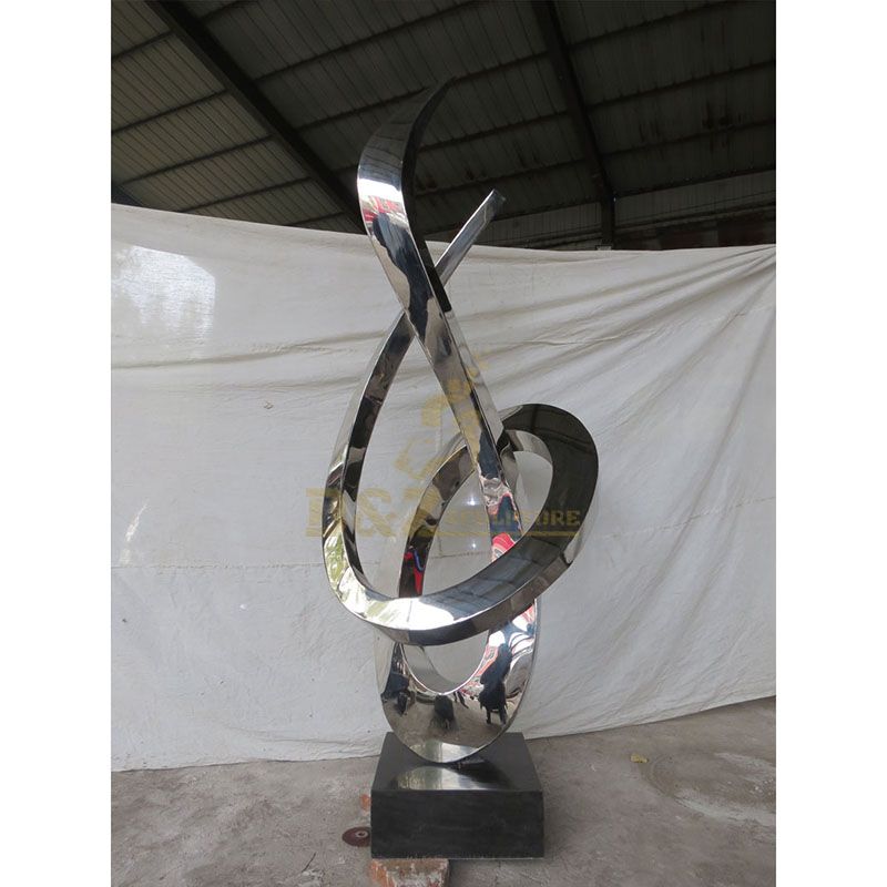 High Polished Large Modern Stainless Steel Sculpture For Sale