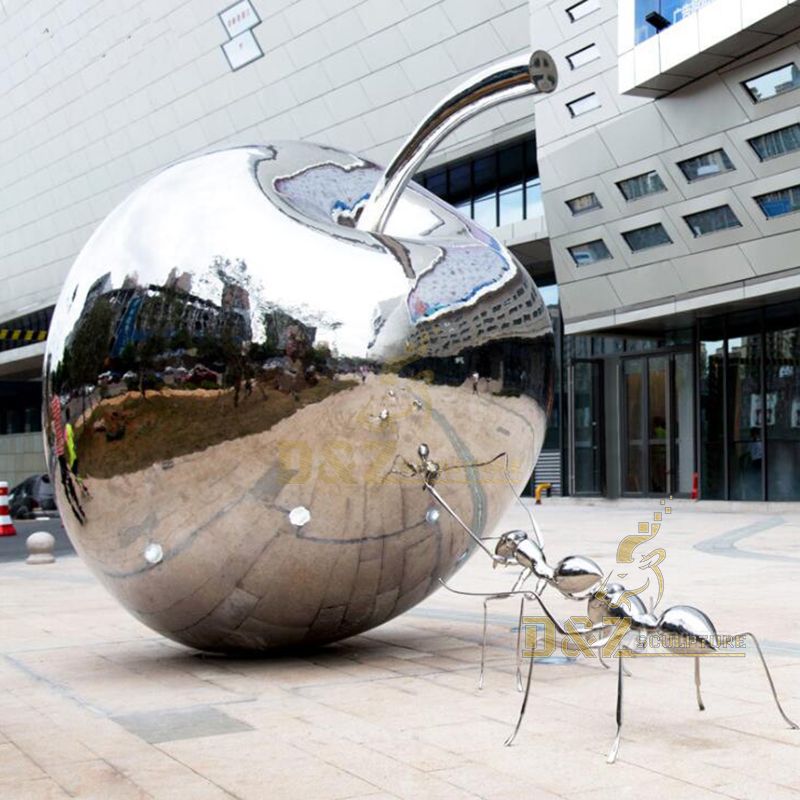 Outdoor Stainless Steel Mirror Animal Ant Sculpture