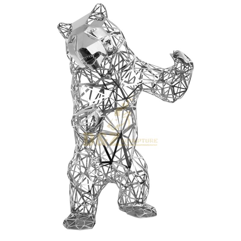 Custom Stainless Steel Bear Statue Animal Sculpture