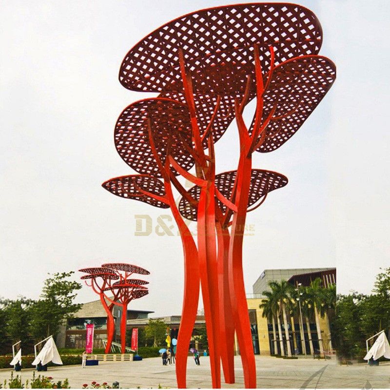 outdoor sculpture of tree red tree sculpture tree of life sculpture