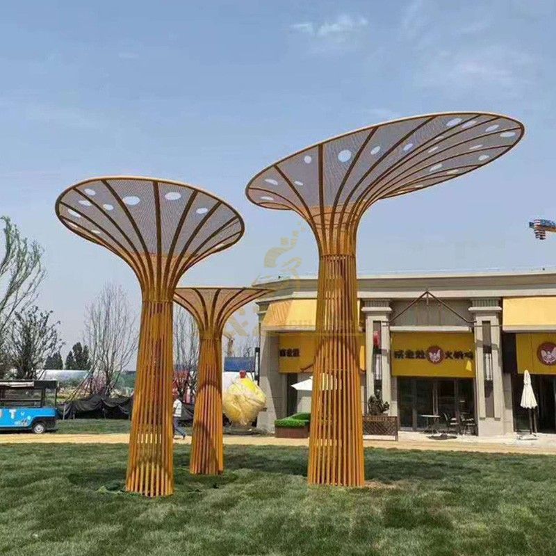 outdoor metal tree sculpture Yellow metal tree for decortion