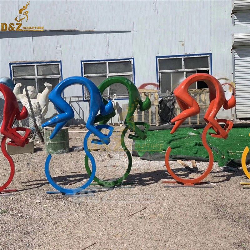 colorful sculpture sports abstract metal sculpture decoration stainless steel cycling sculpture