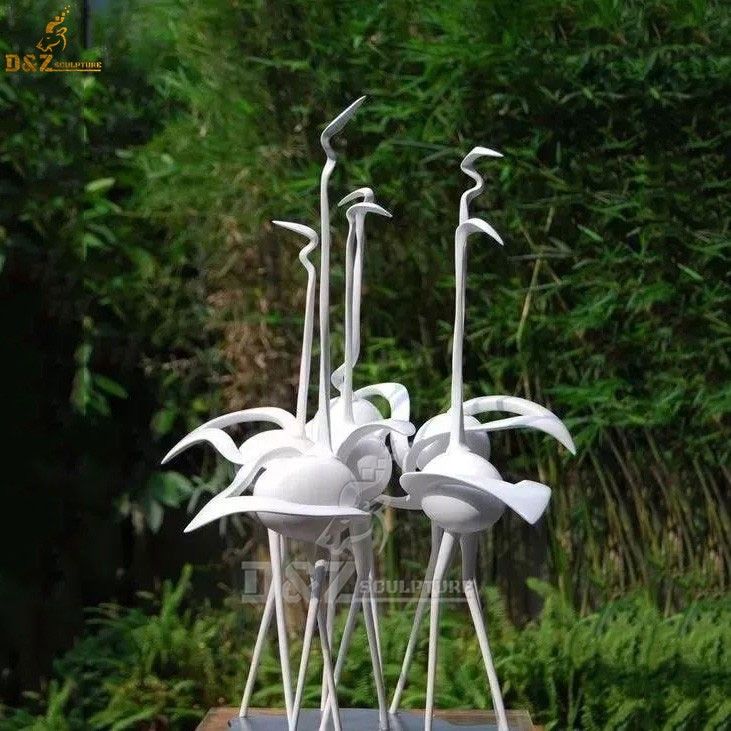 life size metal ostrich sculpture crane stainless steel animal sculpture for lawn oranment