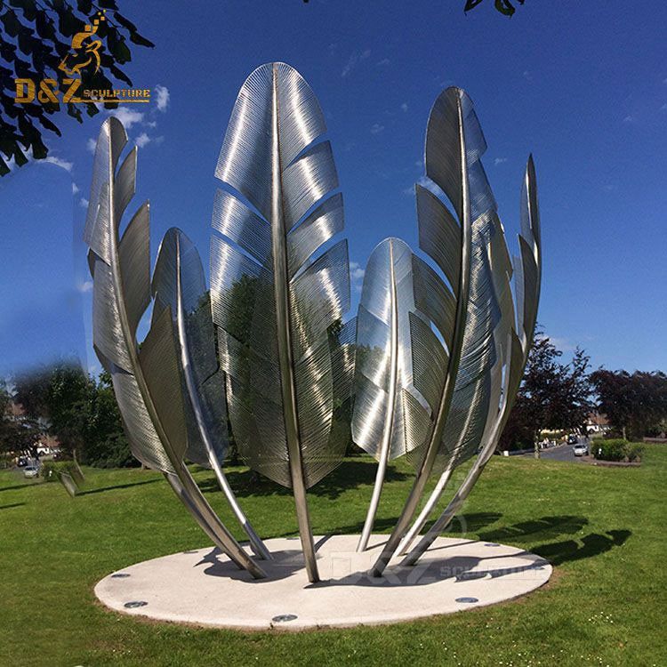 Outdoor Large Stainless Steel Metal Gold Feather Statue In Ireland Modern Metal Sculpture