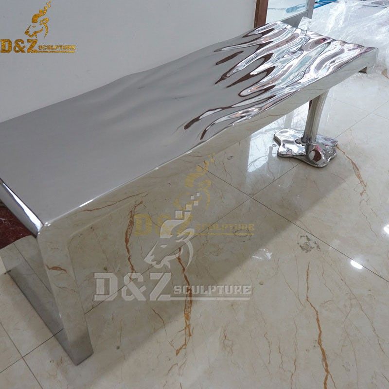 Indoor Decor Modern Art Rectangular Flowing Water Mirror Polished Coffee Table