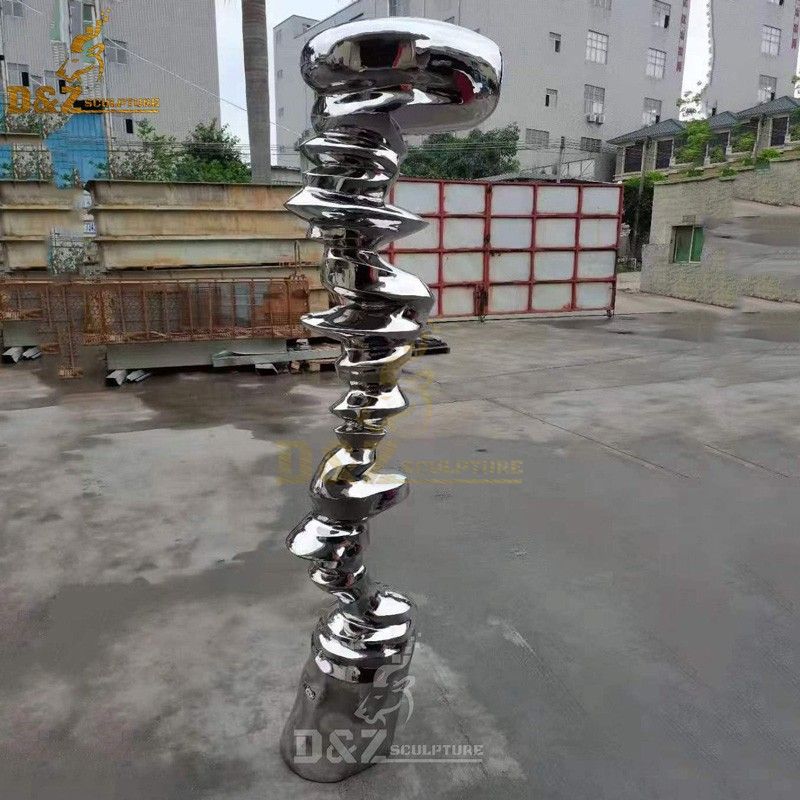 Outdoor Modern Abstract Corrugated Undulations Metal Mirror Sculpture