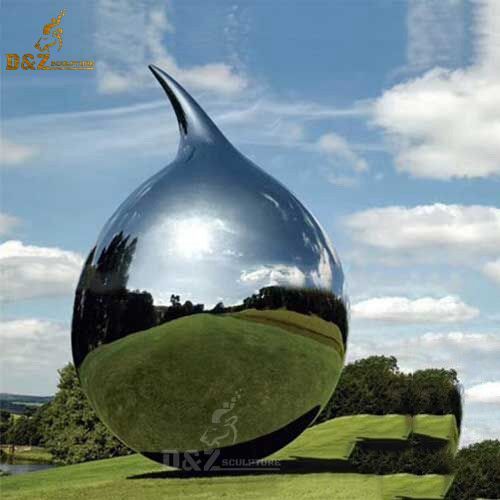 Outdoor Art Abstract Metal Mirror Stainless Steel Water Drop Sculpture