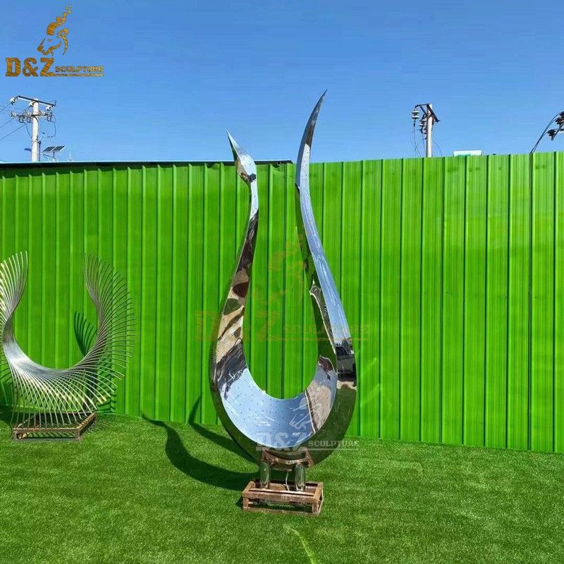 Outdoor Stainless Steel Mirror Swan Sculpture Abstract Metal Sculpture