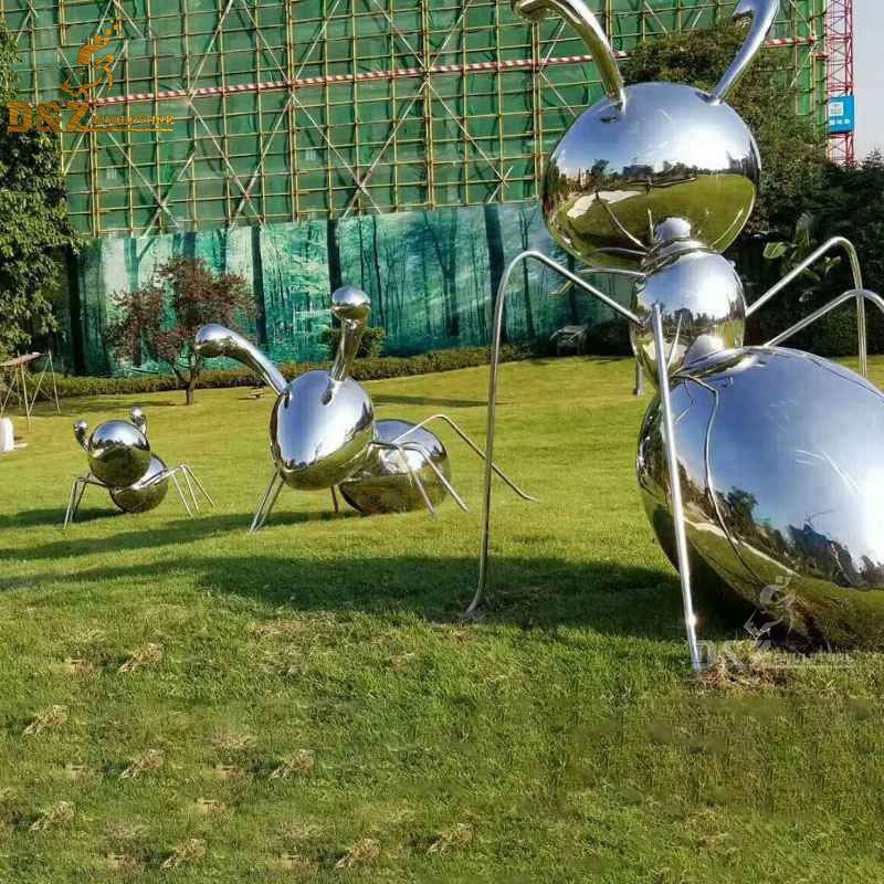 Morden Art Metal  Ant Statue Stainless Steel Mirror Ant Sculpture