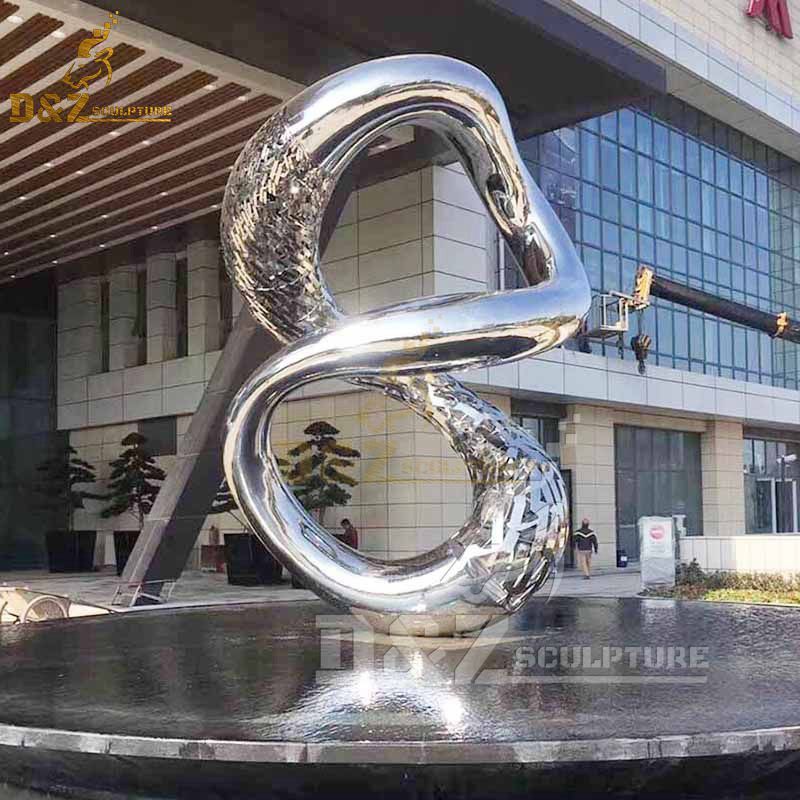 Outdoor stainless steel modern abstract number eight sculpture