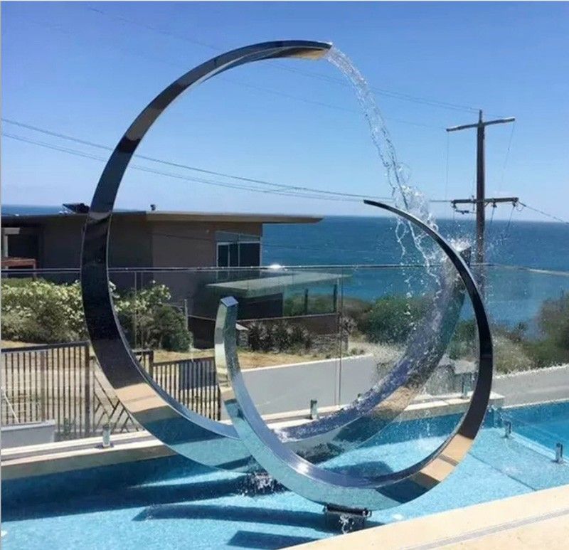 Abstract Stainless Steel Artwork Garden Fountain Sculpture