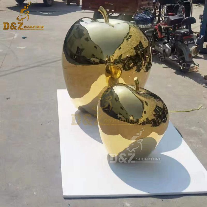 High Quality Stainless Steel Gold Mirror Apple Sculpture