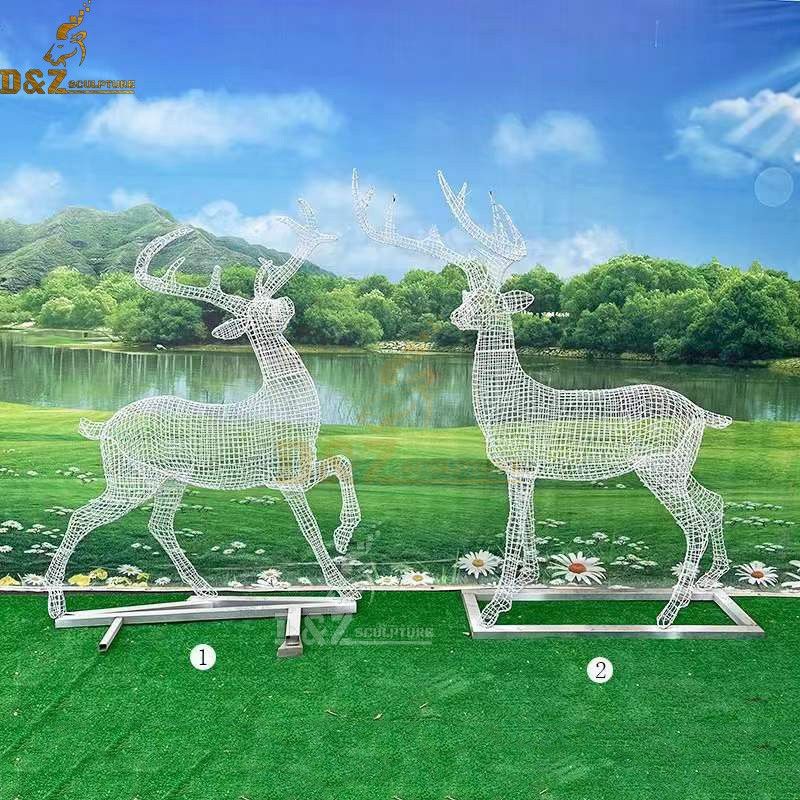 Garden Decoration Stainless Steel Outdoor Mesh Animal Deer Sculpture