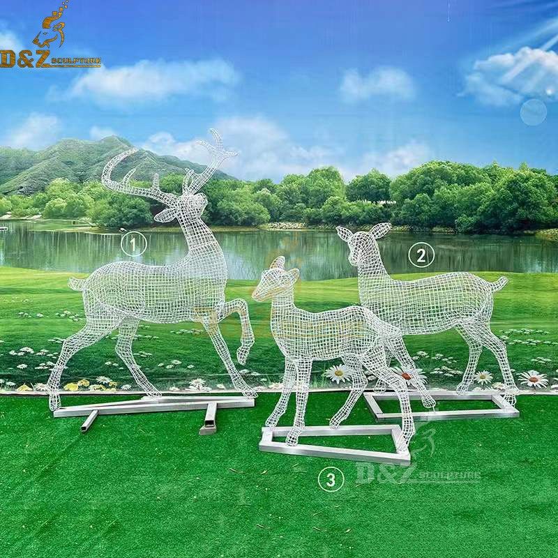 Garden Decoration Stainless Steel Outdoor Mesh Animal Deer Sculpture