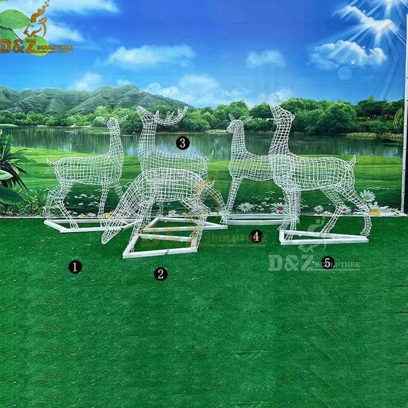 Garden Decoration Stainless Steel Outdoor Mesh Animal Deer Sculpture