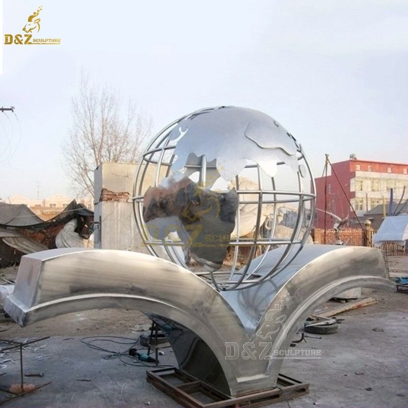 Outdoor Garden Decorative Large Stainless Steel Book on Globe Sculpture