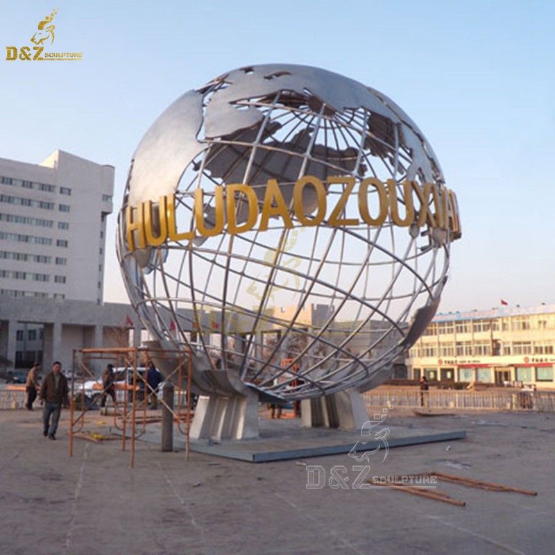 Outdoor Decor Peace Globe Stainless Steel Sculpture