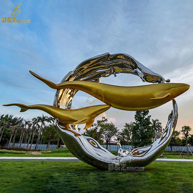 Outdoor High Quality Stainless Steel Dolphin Sculpture