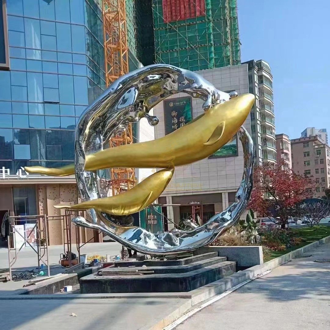 Outdoor High Quality Stainless Steel Dolphin Sculpture