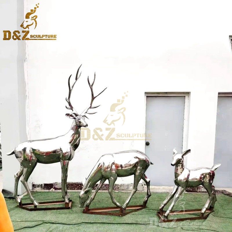 Large Size Animal Statue Stainless Steel Deer Sculpture For Sale