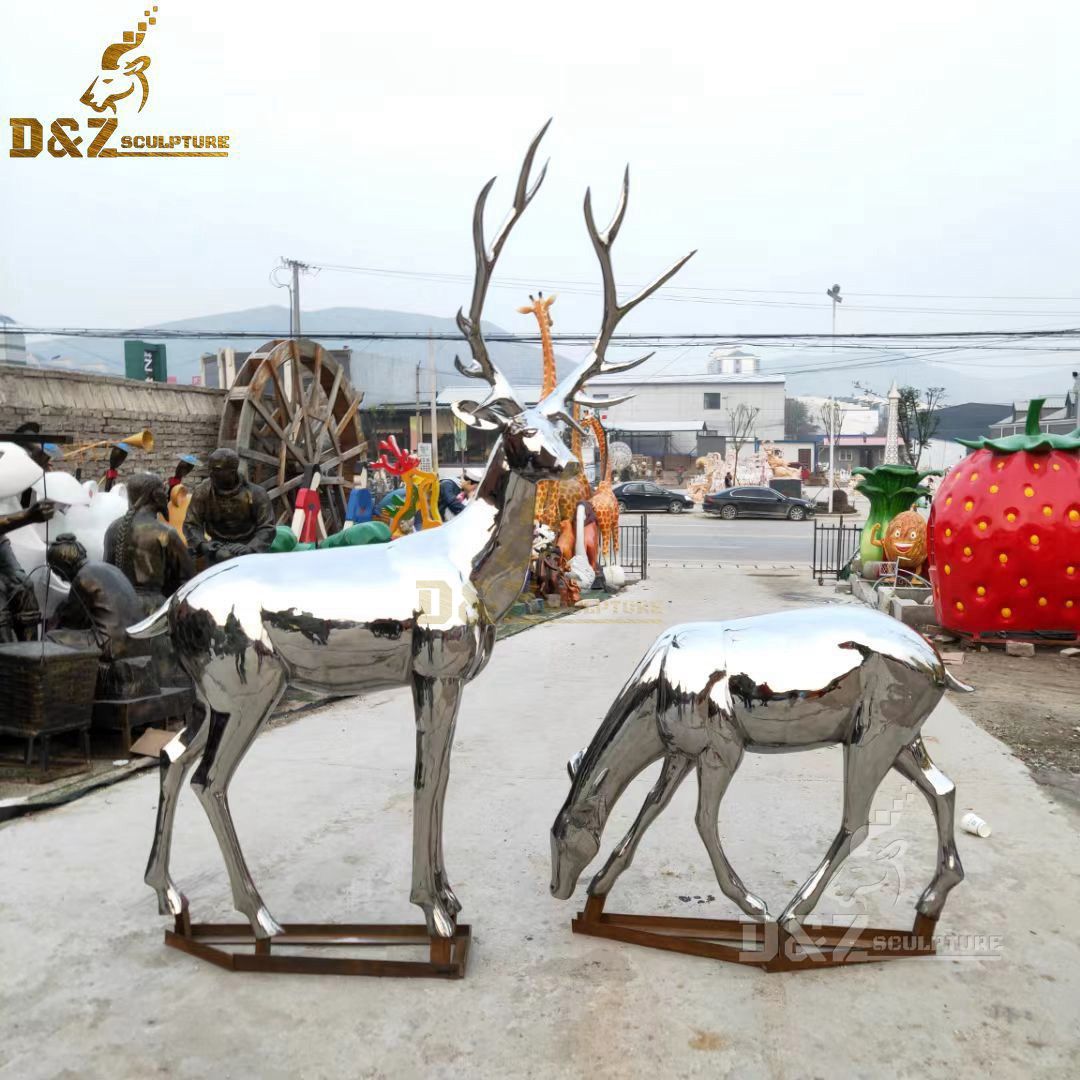 Large Size Animal Statue Stainless Steel Deer Sculpture For Sale
