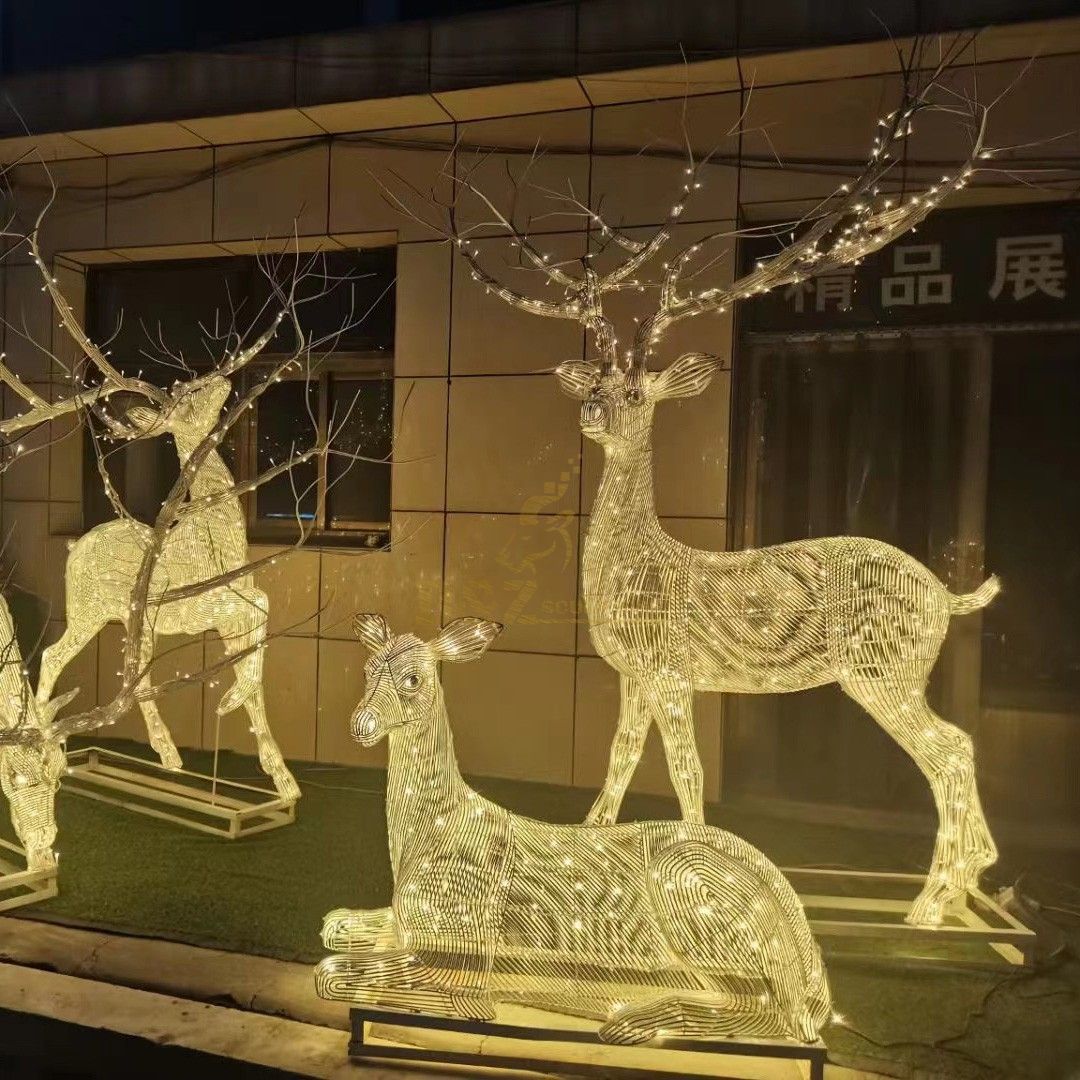 Outdoor Metal Decorative Art Sculpture Stainless Steel Reindeer Sculpture