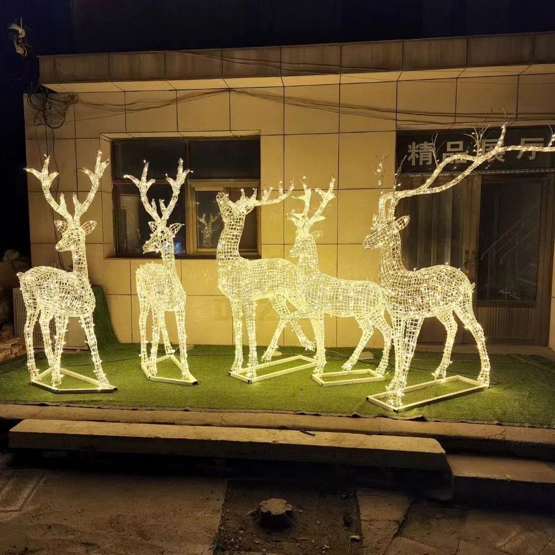 Outdoor Metal Decorative Art Sculpture Stainless Steel Reindeer Sculpture