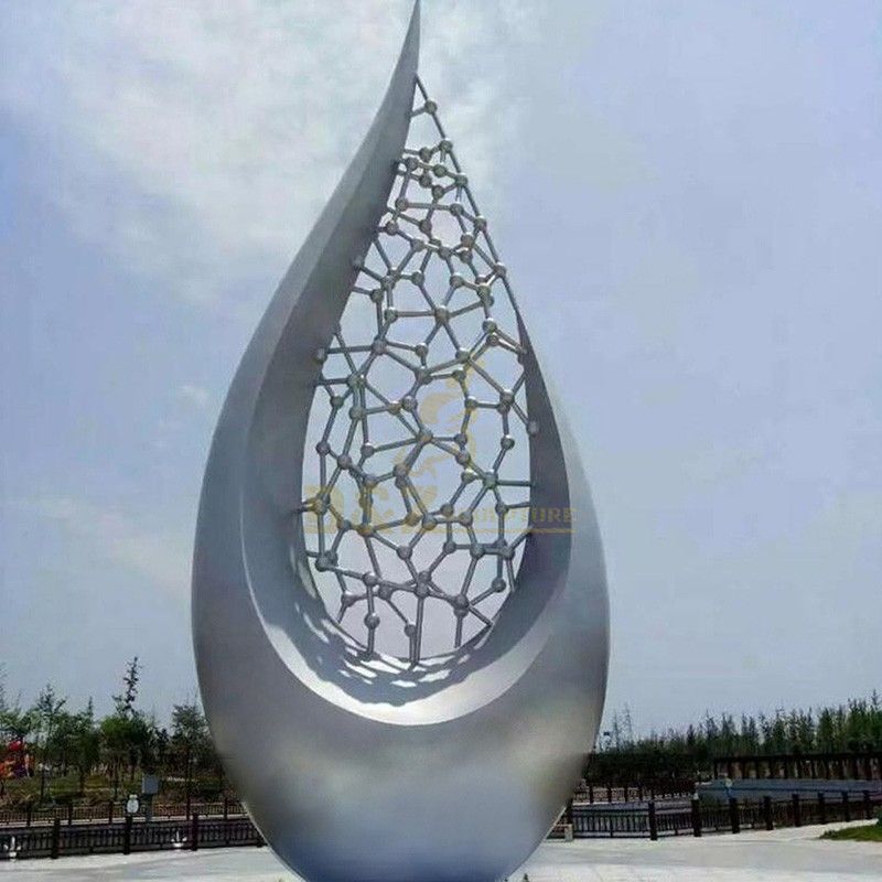 Outdoor Large Modern Water Drop Shape Stainless Steel Sculpture