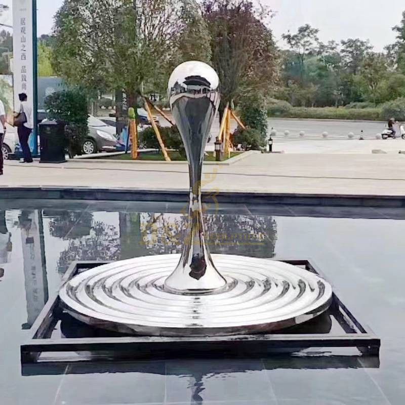 Large Art Modern Abstract Stainless Steel Water Drops Sculpture